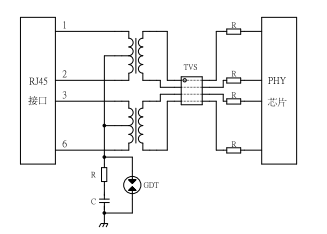 百兆以太網(wǎng)口防護(hù)方案二